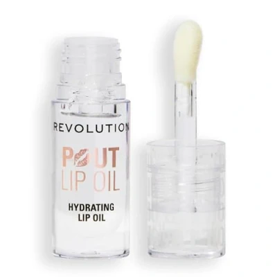 Afbeelding van Revolution, Pout Lip Oil, Voedende Getinte Lippenolie, Hoge Glans, Niet Plakkerige Finish, Veganistisch en Dierproefvrij, Lychee Clear, 4ml