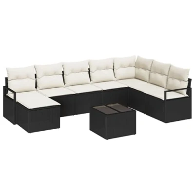 Afbeelding van vidaXL 8 Delige Tuin Sofa Set met Kussens in Bruin Poly Riet