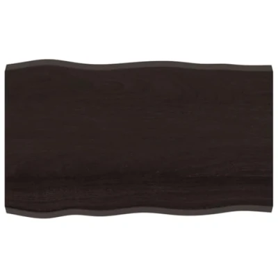 Afbeelding van Tafelblad natuurlijke rand 100x60x4 cm eikenhout donkerbruin