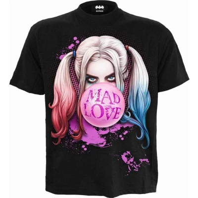 Afbeelding van DC Comics Harley Quinn Mad Love T shirt afdruk op voorkant zwart L