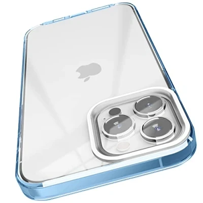 Afbeelding van elago Hybrid Clear Case Compatibel met iPhone 13 Pro Max Hoesje (6.7&quot;) PC + TPU Hybride Technologie, Anti Vergelende, Schokbestendige Bumper, Full Body Bescherming (Sierra Blue)