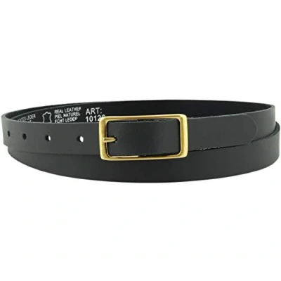 Afbeelding van Vascavi Damesriem, echt leer, met gouden gesp, 2 cm breed, heupriem, jeansriem, casual jeans, smal, business, Made in Germany, grijs, 105 Gesamtlänge 120