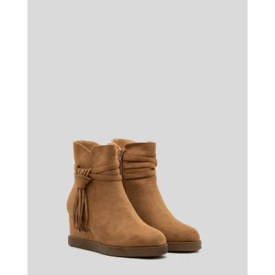 Afbeelding van Enkellaarsjes Camel Suedine Franjes Maat 41 Dames Smile Favorites