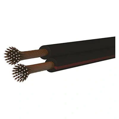 Afbeelding van EMOS S8273 koperen kabel 2 x 0,75 mm2, 100 meter tweedraadsleiding van CCA voor laagspanning, zwart met polariteitsmarkering