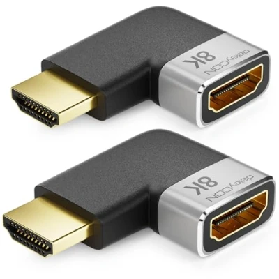 Afbeelding van deleyCON 2 Stuks HDMI Adapter Coupler Connector 8K@60Hz / 4K@120Hz UHD 7680x4320 Aluminium 2.1 ARC HDR10+ Dolby Vision VRR ALLM 48Gbps Rechthoekig Grijs Zwart