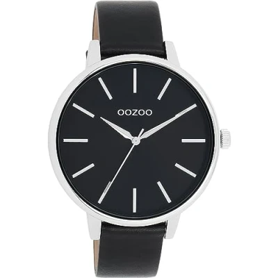 Afbeelding van OOZOO C11293 Horloge Timepieces staal leder zilverkleurig zwart 42 mm