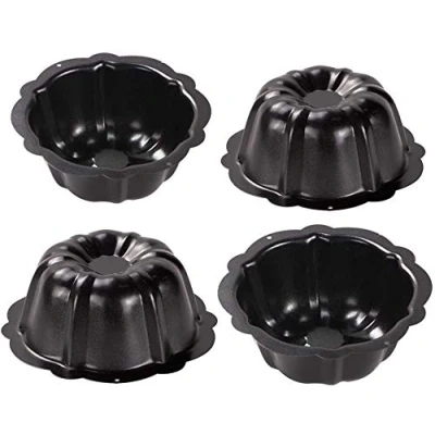 Afbeelding van webake Mini tulbandvorm, 11 cm, 4 stuks, kleine ronde bakvorm met antiaanbaklaag, voor tulbandcake, muffins, cupcakes
