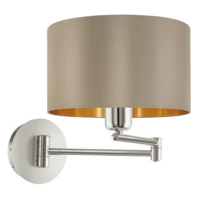 Afbeelding van EGLOÂ MaserloÂ Â WandlampÂ 1Â LichtsÂ Ã ̧23cmÂ Nikkel MatÂ TaupeÂ Goud