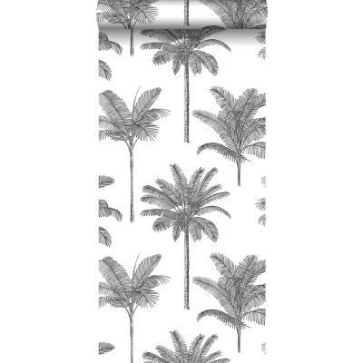 Afbeelding van Leen Bakker ESTAhome Behang Palmbomen Zwart Wit 0.53 X 10.05 M Vlies