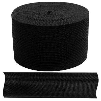 Afbeelding van AERZETIX C67545 plat gevlochten elastiek 5 meter breedte 45 mm polyester + latex kleur zwart