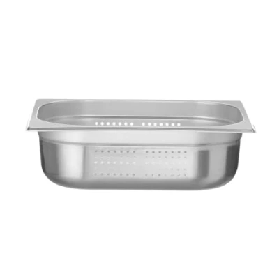 Afbeelding van HENDI Gastronorm container, temperatuurbestendig van 40 tot 300C, geschikt voor ovens, bain marie en vriezers, chafing dishes, geperforeerd, 5.6L, GN 1/2, 325x265x(H)100mm, roestvast staal