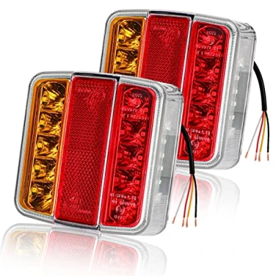 Afbeelding van AOHEWEI 2 stks Trailer Achterlichten 18 LEDs 12 V Richtingaanwijzer Stoplichten Reflector Verlichting Kentekenverlichting IP67 Waterdichte Mutil Functie Truck Caravan Van Boot Lamp E Mark