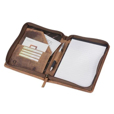 Afbeelding van Greenburry Leren schrijfmap A5 Vintage met rits