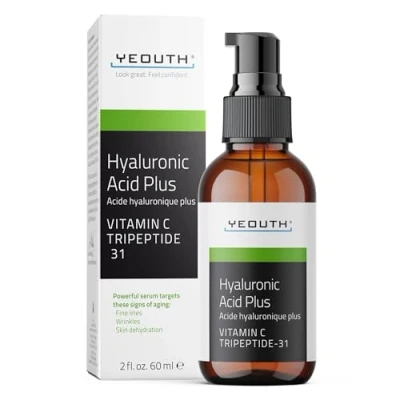 Afbeelding van YEOUTH Hyaluronzuur Plus Serum voor Gezicht, Hydraterende Huidverzorging met Vitamine C en Tripeptiden, Hydraterend Gezichtsserum Rimpels Donkere Vlek 60ml