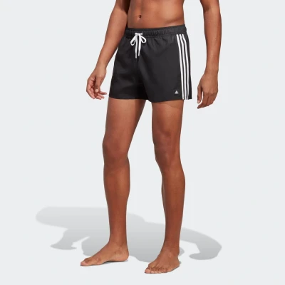 Afbeelding van adidas Heren 3 Stripes CLX Very Short Length Swim Shorts, Black/White, 4XL