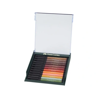 Afbeelding van Tekenstift Faber Castell Pitt Artist Pen Brush set 12 stuks Earth Tone