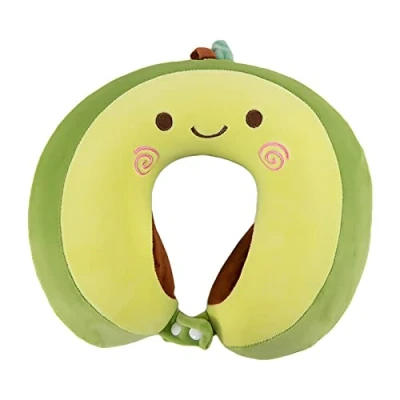Afbeelding van EXQULEG Cartoon nekkussen, traagschuim, steunkussen, reiskussen, kinderen, ideaal voor reizen, kantoor en huis (avocado)