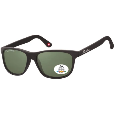 Afbeelding van Zonnebril Montana met groen G15 gepolariseerd glas mat zwart