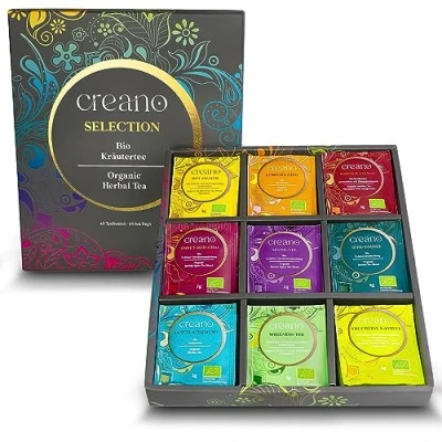 Afbeelding van Creano Organic kruidenthee cadeauset &quot;Organic Herbal thee&quot;, 45 biologische theezakjes in 9 verschillende soorten, 90 g*