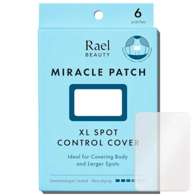 Afbeelding van Rael Pimple Patches Extra Groot, Miracle XL Spot Control Cover Korean Skincare, voor Gezicht, Rug en Lichaam, Aanpasbaar, Acne Puistjes Hydrocolloïde Pleister, Vegan &amp; Dierproefvrij (6 stuks)