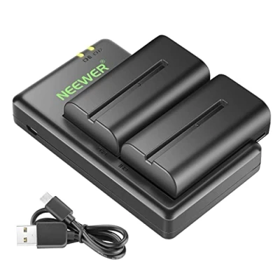 Afbeelding van NEEWER NP F550 acculaderset, compatibel met Sony F970 F750 F770 F960 F530 F330 F570 CCD SC55 TR516 TR716 TR818 TR910 TR917 LED licht/monitor/camera slider Verpakking van 2 stuks. Zwart