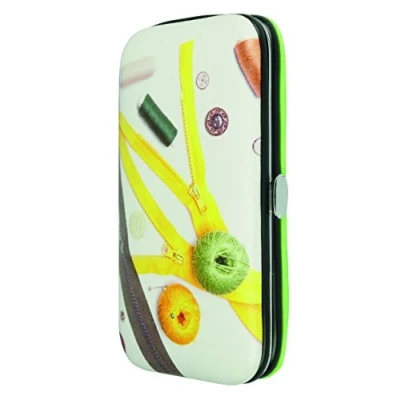 Afbeelding van Kleiber Naai etui ritsen naaiset voor op reis, stof/metaal, groen, 12 x 7 1,5 cm