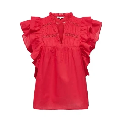Afbeelding van ONLY Onlsunny LIFE Frill Blouse, Dames, Maat: Small, High risk red
