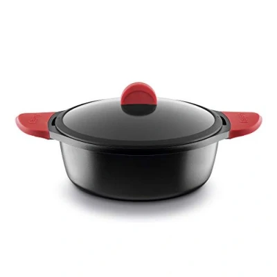 Afbeelding van Castey Fundix diepe braadpan, 20 cm, geschikt voor inductie, perfecte warmteverdeling, veilige en uiterst zachte siliconen handgrepen.