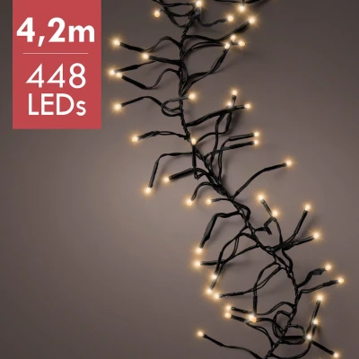 Afbeelding van 4,2m LED Cluster kerstboomverlichting Goud 448 lampjes Dimbaar