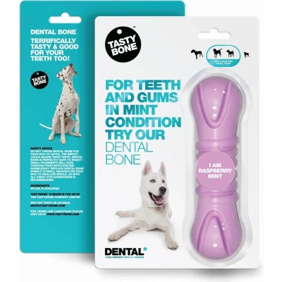Afbeelding van TastyBone Dental Bone Raspberry &amp; Mint Hond Kauwspeelgoed Vegan Kluif Nylabone