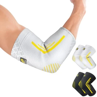 Afbeelding van Bracoo EE92 Elleboogbraces, ademend en 4 way stretch, herstel compressie ondersteuning bij peesontstekingen, gewichtheffen, tennis golferselleboog (Grijs, L)
