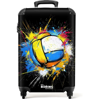 Afbeelding van NoBoringSuitcases.com® Handbagage koffer lichtgewicht Reiskoffer trolley Volleybal met graffiti Rolkoffer wieltjes Past binnen 55x40x20 en 55x35x25