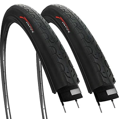 Afbeelding van Fincci Paar 26 x 1,25 Inch 32 559 Gladde Banden voor Cycli Weg Berg MTB Hybride Fiets (Pak van 2)