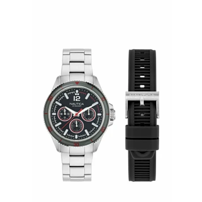 Afbeelding van Nautica NCT Horloge, Heren, Maat: One Size, Silver and black