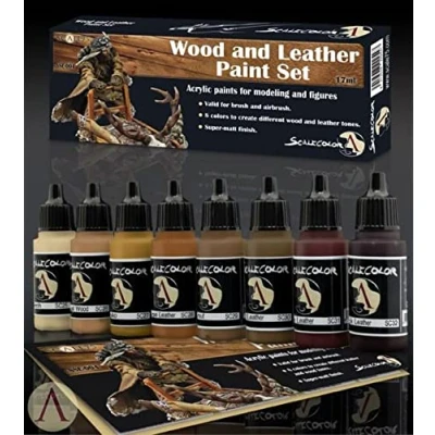 Afbeelding van Wood and Leather Paint set 8 kleuren 17ml SSE 004