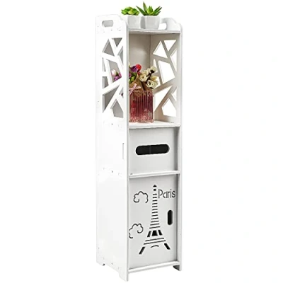 Afbeelding van MAYMA Badkamer toiletmeubel, smal badkamerrek, toiletkast, opbergrek voor tissues, wit, 20 x 80 cm