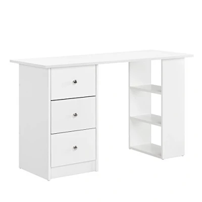 Afbeelding van Bureau Lemberg met 3 laden en vakken 120x49x72 cm wit