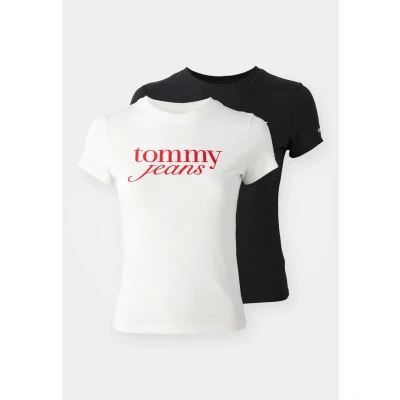 Afbeelding van Tommy Jeans Essential LOGO TEE 2 PACK Tshirt print, Dames, Maat: 36, Ecru/black