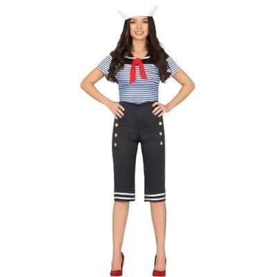 Afbeelding van Fiestas Guirca Verkleedpak Matroos Dames Wit/blauw Maat 36 38