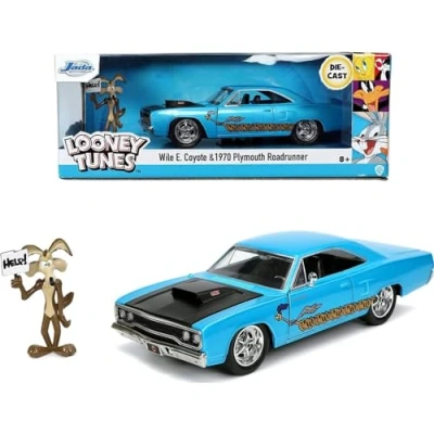 Afbeelding van Jada Toys 253255028 Looney Toons Road Runner Plymouth op schaal 1:24 die Cast met Willy Coyote in de + 8 jaar