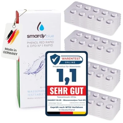 Afbeelding van smardy 240 Rapid Testtabletten 120x Phenol Red en DPD1 voor Wateranalyse van pH Waarde vrij Chloor