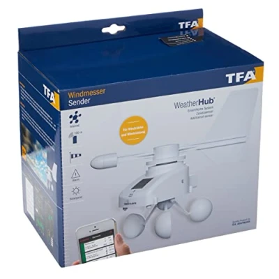 Afbeelding van TFA Dostmann Weatherhub Draadloze windmeter op zonne energie, bewaking via de smartphone, wit