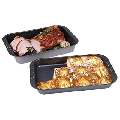 Afbeelding van CHG Roast and gratin Schaal 2 stuks in antraciet, roestvrij staal, 41 x 26.5 6 cm
