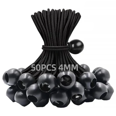 Afbeelding van Eurtes Spanrubbers met bol, 50 stuks zeilspanners bal, 15 cm tentrubbers, expanderlussen, tent, rubberen spanner spanrubber, kort voor dekzeilen, paviljoenen, banners, aanhangernetten