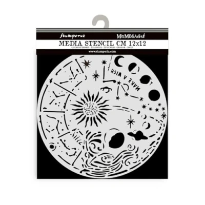 Afbeelding van Stamperia Thick Stencils for Scrapbooks, Albums, Cards, Bullet Journalling, and More, Flexible Material, Easy to Clean, Perfect Crafts Gifting (Favourites Refresh, Cosmos Circle)