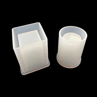 Afbeelding van Kubus en Cilinder Siliconen Mallen, Xfaiz Grote DIY Hars Plant Mold Planter Pot Ronde Coaster Mal Bloempot mallen Pen Houder