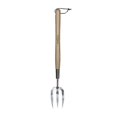 Afbeelding van Kent &amp; Stowe Handvork lang bloemvork van roestvrij staal voor tuinverzorging, tuinvork met lange steel essenhout, lengte: 58,5 cm, houtkleur/zilver
