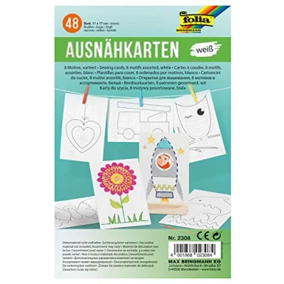 Afbeelding van Borduurkaarten wit 48 stuks