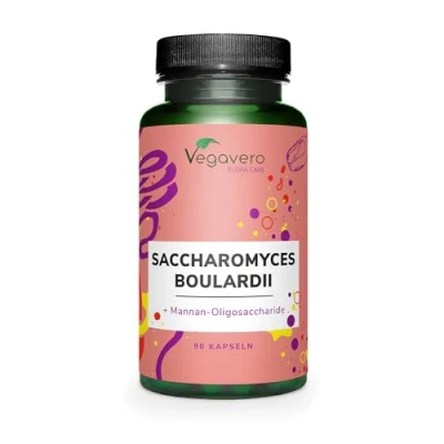 Afbeelding van Vegavero Saccharomyces boulardii Hoge dosering: 350 mg per capsule 7 miljard actieve gistculturen Met bèta glucanen en MOS uit biergist Veganistisch zonder toevoegingen