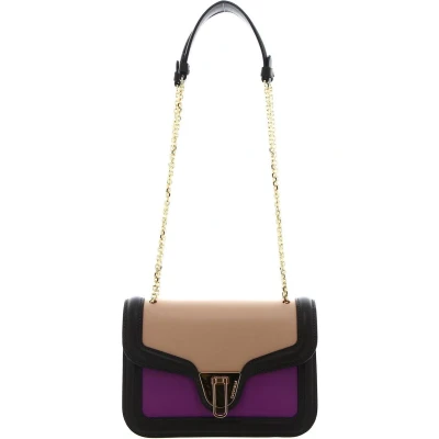 Afbeelding van COCCINELLE Leren Schoudertas Marvin Twist Tricolor Handbag Smooth Calf Leather Soft Multi. Toasted Veelkleurig